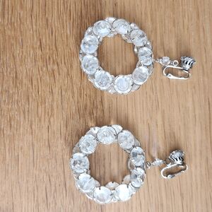 Dazzling Silver Crystal Clip-On Earrings